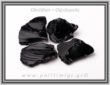 Οψιδιανός Μαύρος - Δάκρυ του Απάτσι Ακατέργαστος 61-70gr 6-8cm