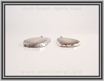 Αχάτης Καφέ Μενταγιόν Φέτα 6,5-7,5cm 13-18gr