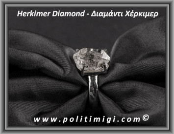 Herkimer Diamond Δαχτυλίδι 4.5gr 1.5x1x0.9cm nο58 Ασήμι 925