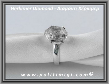 Herkimer Diamond Δαχτυλίδι 4.7gr 1.5x1.1x0.8cm nο62 Ασήμι 925