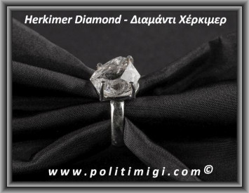 Herkimer Diamond Δαχτυλίδι 4.8gr 1.3x1.1x0.9cm nο57 Ασήμι 925