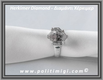 Herkimer Diamond Δαχτυλίδι 5.2gr 1.5x1.2x1.1cm nο52 Ασήμι 925
