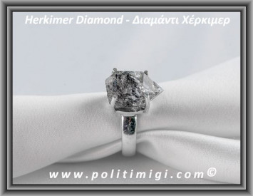 Herkimer Diamond Δαχτυλίδι 5.4gr 1.5x1.2x0.9cm nο52 Ασήμι 925