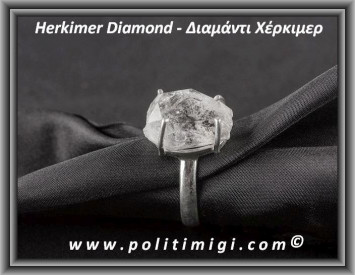 Διαμάντι Χέρκιμερ Δαχτυλίδι 5,6gr 1,7x1,5x1cm Νο60 Ασήμι 925