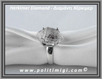 Διαμάντι Χέρκιμερ Δαχτυλίδι 5,6gr 2x1,2x1,1cm Νο62 Ασήμι 925