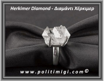 Διαμάντι Χέρκιμερ Δαχτυλίδι 6,9gr 2x1,3x1cm Νο60 Ασήμι 925