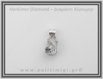 Διαμάντι Χέρκιμερ Μενταγιόν 1,5x1cm 3,3gr Ασήμι 925