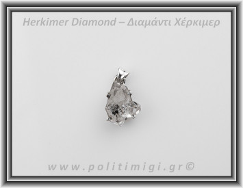Διαμάντι Χέρκιμερ Μενταγιόν 1,8x1,2cm 3,3gr Ασήμι 925