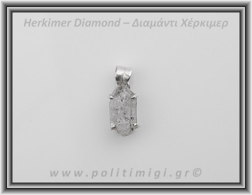Διαμάντι Χέρκιμερ Μενταγιόν 2x1cm 3,4gr Ασήμι 925