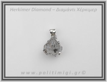 Διαμάντι Χέρκιμερ Μενταγιόν 1,7x1,5cm 4,4gr Ασήμι 925