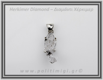 Διαμάντι Χέρκιμερ Μενταγιόν 2,5x1cm 4,7gr Ασήμι 925