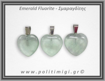 Φθορίτης - Σμαραγδίτης Καρδιά Μενταγιόν 1,7cm 4,5-5gr