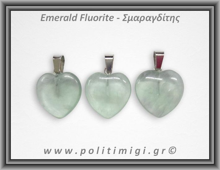 Φθορίτης - Σμαραγδίτης Μενταγιόν Καρδιά 4,5-5gr 2cm