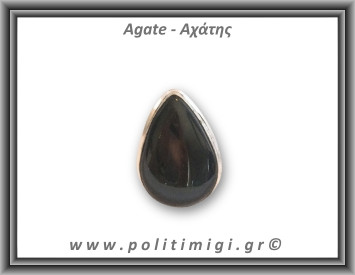 Αχάτης Μαύρος Δαχτυλίδι 11,8gr 3,1x2,2cm σε κράμα ορείχαλκου Νο59,5