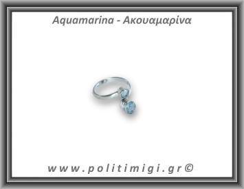 Ακουαμαρίνα Δαχτυλίδι Ταγιέ 3,1gr 0,9cm One Size Ασήμι 925