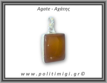 Αχάτης Καφέ Μενταγιόν 092 12,3gr 3,3x2,2cm σε κράμα ορείχαλκου
