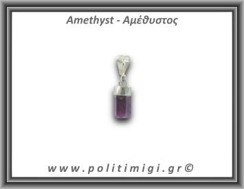 Αμέθυστος Μενταγιόν Ράβδος Αιχμή 3,02Bgr 1,8cm Ασήμι 925