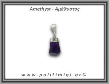 Αμέθυστος Μενταγιόν Ράβδος Αιχμή 3,02gr 2,1cm Ασήμι 925