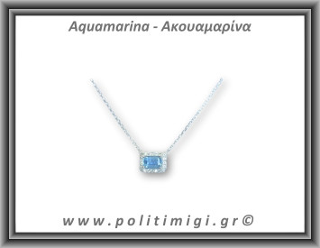 Ακουαμαρίνα Μενταγιόν Ταγιέ Αλυσίδα 2gr 0,9x0,6cm Ασήμι 925