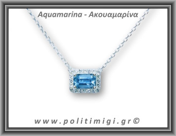 Ακουαμαρίνα Μενταγιόν Ταγιέ Αλυσίδα 2gr 0,9x0,6cm Ασήμι 925