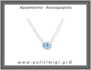 Ακουαμαρίνα Μενταγιόν Ταγιέ Αλυσίδα 2gr 0,8x0,7cm Ασήμι 925