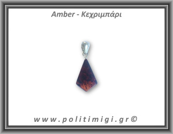 Κεχριμπάρι cognac Μενταγιόν Fancy 0,9gr 2,2cm Ασήμι 925