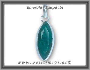 Σμαράγδι Μενταγιόν Ταγιέ 5,6gr 3,4x1,4cm σε κράμα ορείχαλκου