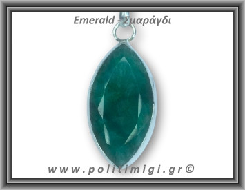 Σμαράγδι Μενταγιόν Ταγιέ 9gr 3,9x1,8cm σε κράμα ορείχαλκου