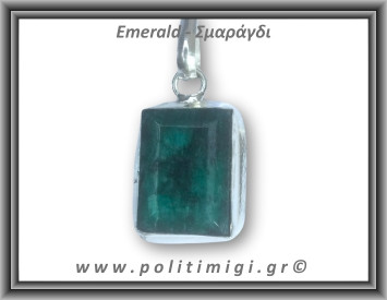 Σμαράγδι Μενταγιόν Ταγιέ 6,1gr 2,7x1,7cm σε κράμα ορείχαλκου