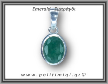 Σμαράγδι Μενταγιόν Ταγιέ 2gr 1,4x0,9cm Ασήμι 925
