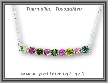 Τουρμαλίνη Colors Μενταγι΄΄ον Ταγιέ Αλυσίδα 3,2gr 3,1x0,3cm Ασήμι 925