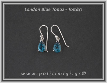 Τοπάζι Μπλε London Σκουλαρίκια Ταγιέ 020 2,23gr 0,6x1,2cm Ασήμι 925