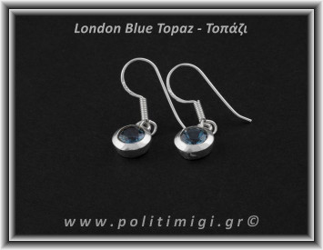 Τοπάζι Μπλε London Σκουλαρίκια Ταγιέ 049 2,9gr 0,8cm Ασήμι 925