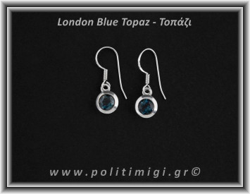 Τοπάζι Μπλε London Σκουλαρίκια Ταγιέ 050 2,86gr 0,8cm Ασήμι 925