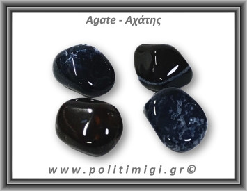 Αχάτης Μαύρος Μπλέ Βότσαλο Large 15-30gr 2-4cm