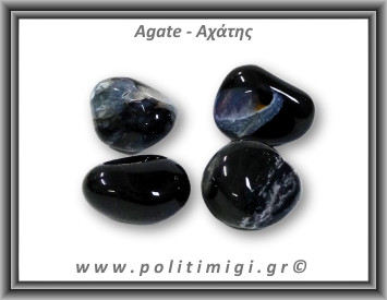 Αχάτης Μαύρος Μπλέ Βότσαλο Large 15-30gr 2-4cm