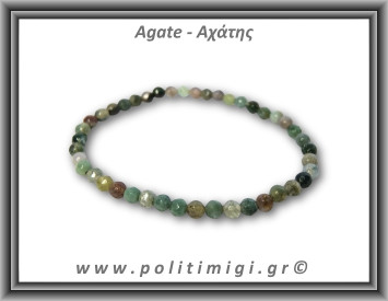 Αχάτης Ταγιέ Βραχιόλι 4mm