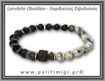 Λαρβικίτης Οψιδιανός Βραχιόλι Men 8mm