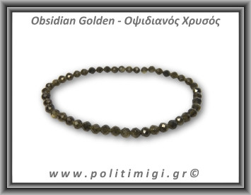 Οψιδιανός Χρυσός Ταγιέ Βραχιόλι 3,5mm