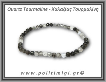 Χαλαζίας Τουρμαλίνη Ταγιέ Βραχιόλι 4mm