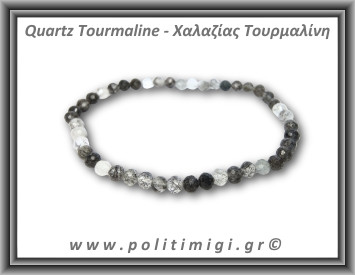 Χαλαζίας Τουρμαλίνη Ταγιέ Βραχιόλι 4mm