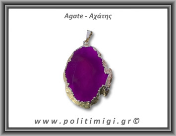 Αχάτης Φούξια Μενταγιόν Φέτα 11,92gr 4,4cm 