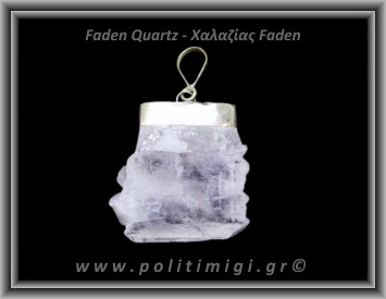Χαλαζίας Διάφανος Faden Μενταγιόν 004 11,3gr 3,4cm Ασήμι 925