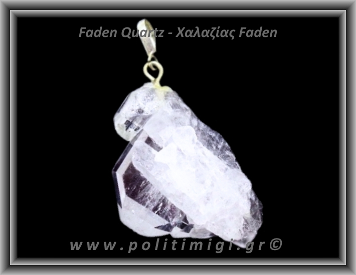 Χαλαζίας Διάφανος Faden Μενταγιόν 025 15gr 4,9cm Ασήμι 925