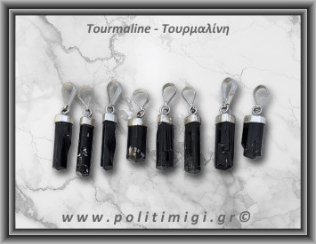 Τουρμαλίνη Μαύρη Σορλίτης Ράβδος Μενταγιόν 1gr ±2cm Ασήμι 925