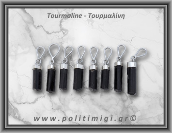 Τουρμαλίνη Μαύρη Σορλίτης Ράβδος Μενταγιόν 1gr ±2cm Ασήμι 925