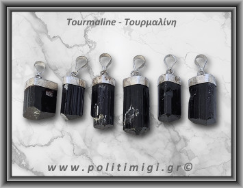 Τουρμαλίνη Μαύρη Σορλίτης Ράβδος Μενταγιόν 4gr 2,5-3cm Ασήμι 925