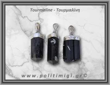 Τουρμαλίνη Μαύρη Σορλίτης Ράβδος Μενταγιόν 7gr 3-3,5cm Ασήμι 925