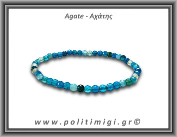 Αχάτης Μπλε Ταγιέ Βραχιόλι 4mm