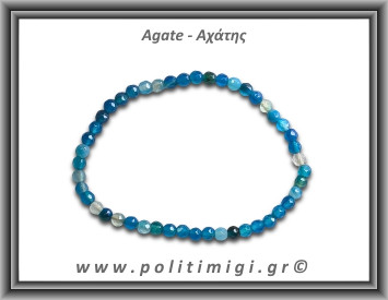 Αχάτης Μπλε Ταγιέ Βραχιόλι 4mm